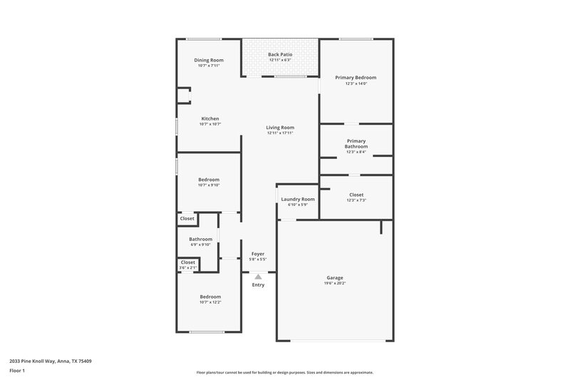 1,700/Mo, 2033 Pine Knoll Way Anna, TX 75409 Floorplan View