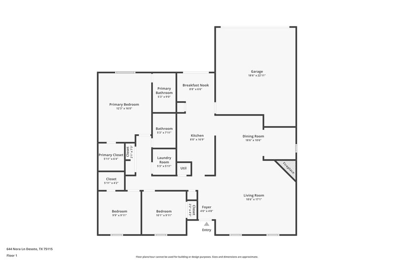 2,020/Mo, 644 Nora Lane Desoto, TX 75115 Floor Plan View