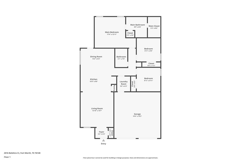 1,920/Mo, 2016 Belshire Ct Fort Worth, TX 76140 Floor Plan View