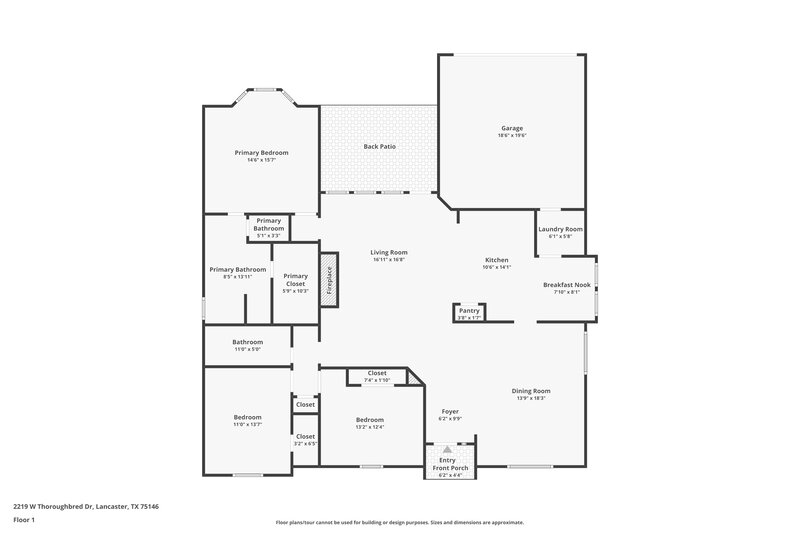 2,380/Mo, 2219 W Thoroughbred Dr Lancaster, TX 75146 Floor Plan View
