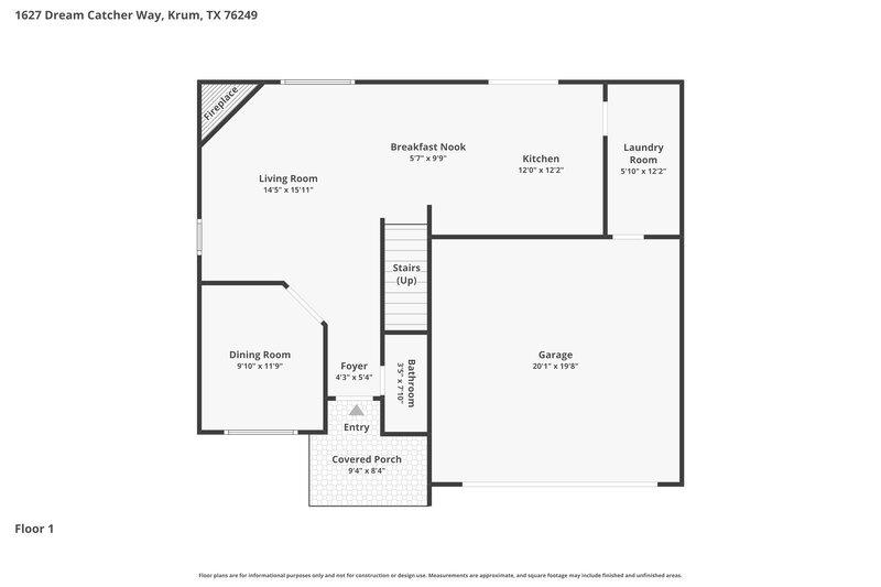 1,945/Mo, 1627 Dream Catcher Way Krum, TX 76249 Floor Plan View