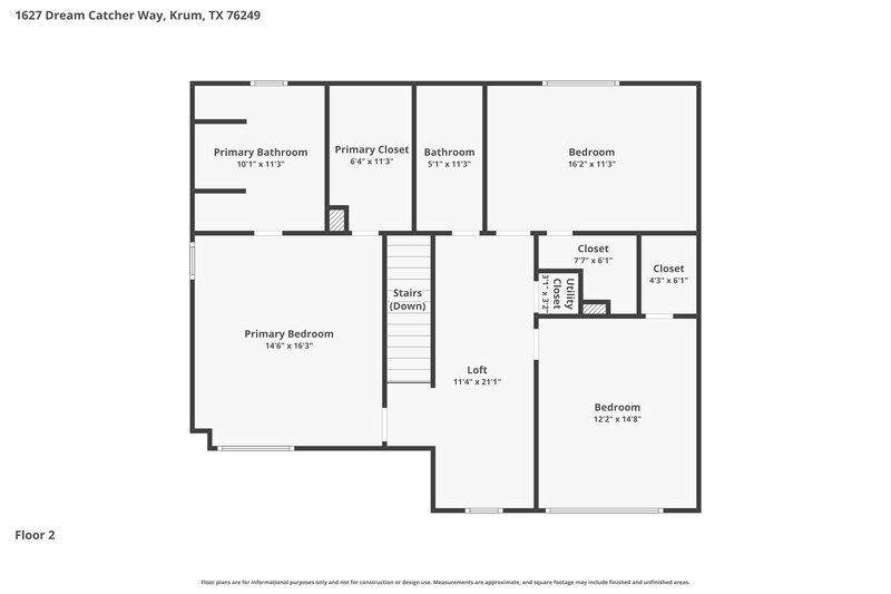 1,945/Mo, 1627 Dream Catcher Way Krum, TX 76249 Floor Plan View 2