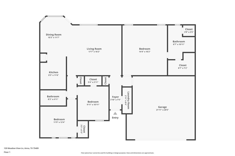 1,875/Mo, 120 Meadow View Ln Anna, TX 75409 Floor Plan View