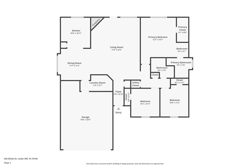 1,895/Mo, 922 Elliott Dr Cedar Hill, TX 75104 Floor Plan View