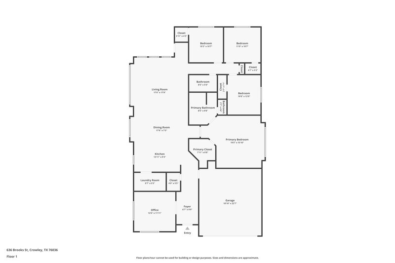 2,280/Mo, 636 Brooks St Crowley, TX 76036 Floor Plan View