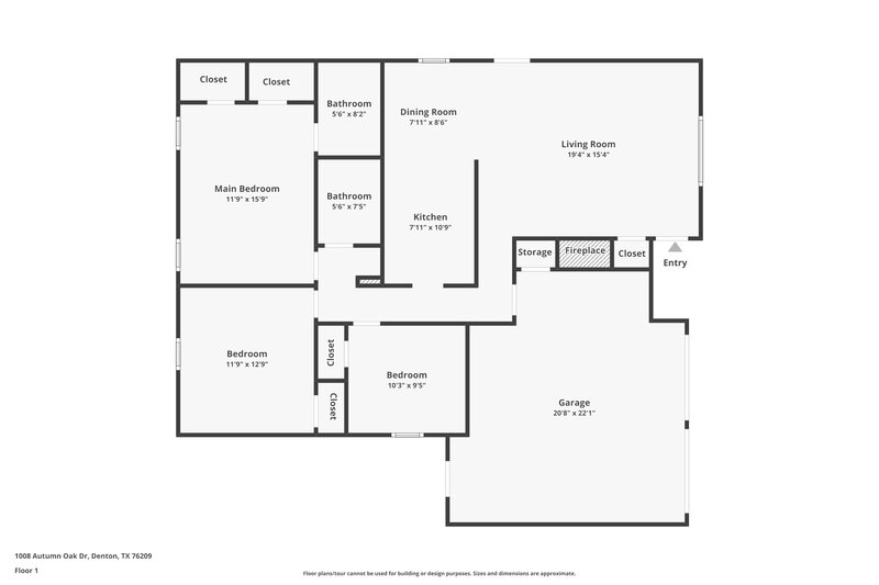 1,650/Mo, 1008 Autumn Oak Dr Denton, TX 76209 Floor Plan View