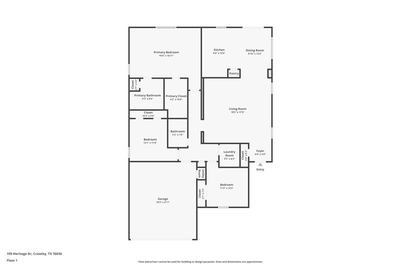 2,730/Mo, 109 Heritage Drive Crowley, TX 76036 Floor Plan View
