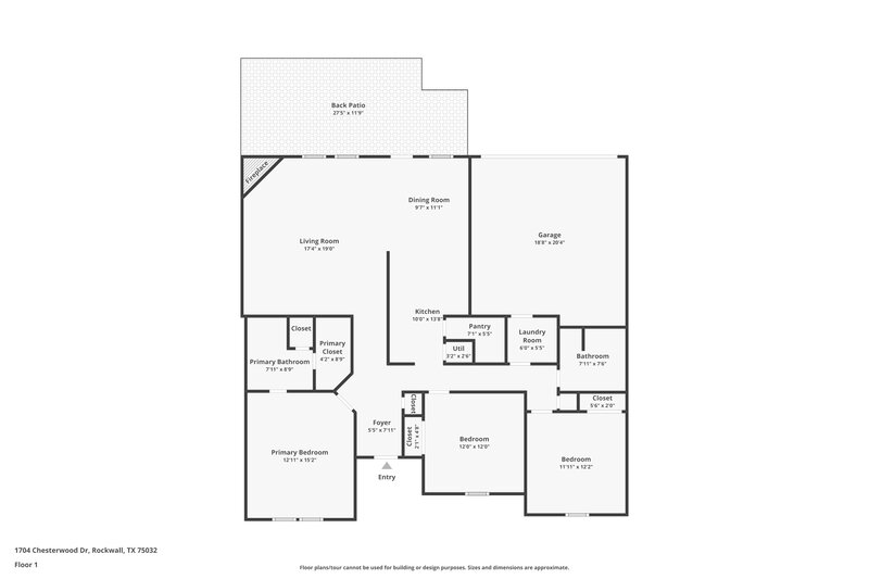 2,040/Mo, 1704 Chesterwood Drive Rockwall, TX 75032 Floor Plan View