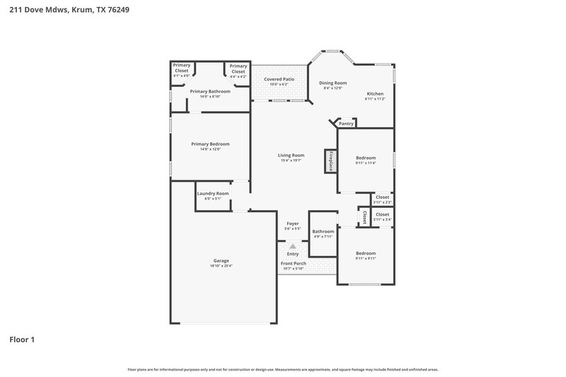 2,060/Mo, 211 Dove Meadows Krum, TX 76249 Floor Plan View