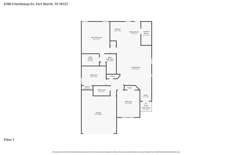 2,110/Mo, 6708 Friendsway Dr Fort Worth, TX 76137 Floor Plan View