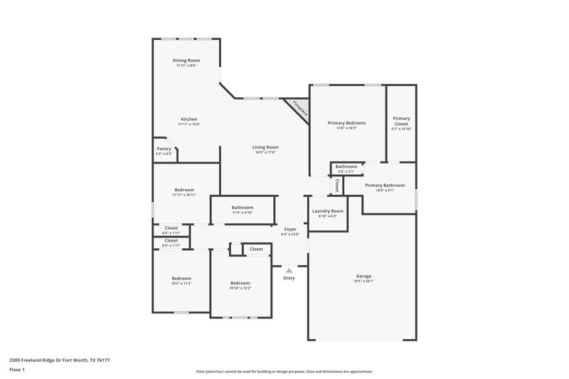 2,860/Mo, 2309 Freeland Ridge Dr Fort Worth, TX 76177 Floor Plan View