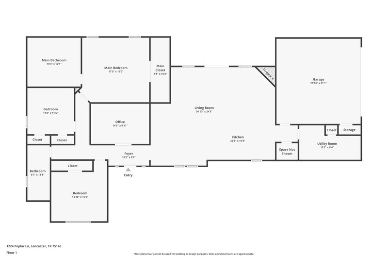3,590/Mo, 1224 Poplar Ln Lancaster, TX 75146 Floor Plan View