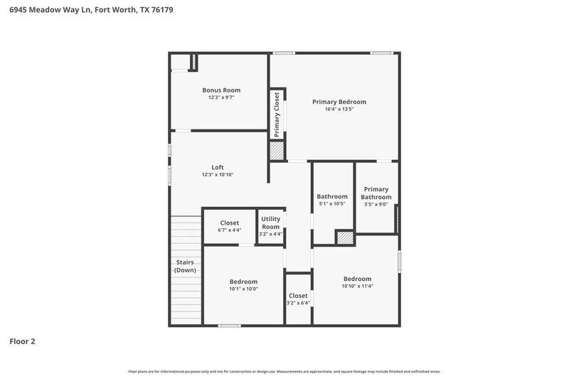 1,990/Mo, 6945 Meadow Way Ln Fort Worth, TX 76179 Floor Plan View 2