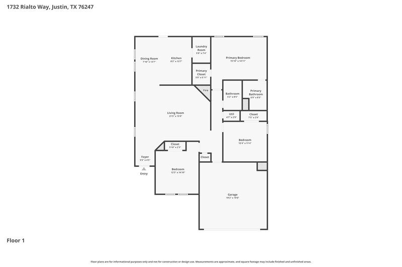 1,945/Mo, 1732 Rialto Way Fort Worth, TX 76247 Floor Plan View
