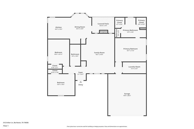 2,015/Mo, 512 Arbor Ln Burleson, TX 76028 Floor Plan View