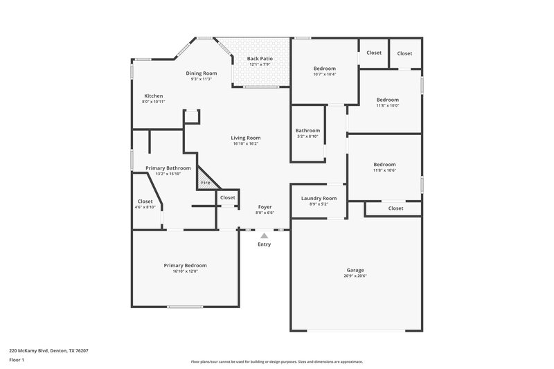 2,165/Mo, 220 McKamy Blvd Denton, TX 76207 Floor Plan View