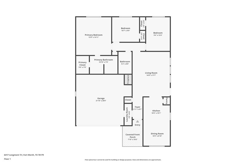 1,725/Mo, 6417 Longmont Trail Fort Worth, TX 76179 Floor Plan View