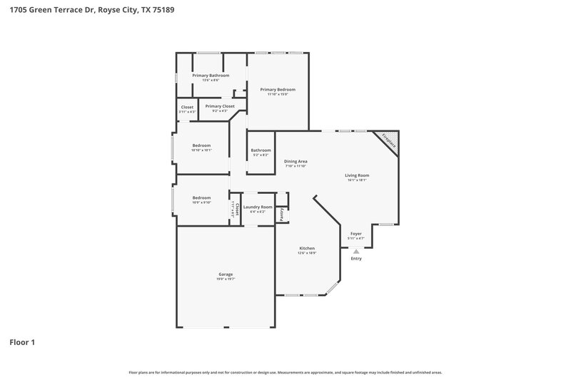 1,700/Mo, 1705 Green Terrace Dr Royse City, TX 75189 Floor Plan View