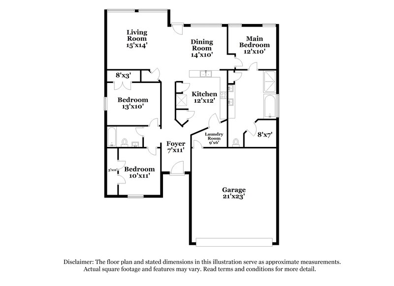 1,615/Mo, 5126 Meadow Ln Krum, TX 76249 Floor Plan View