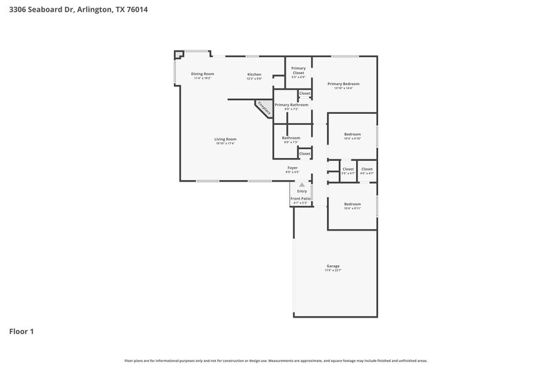2,050/Mo, 3306 Seaboard Dr Arlington, TX 76014 Floor Plan View
