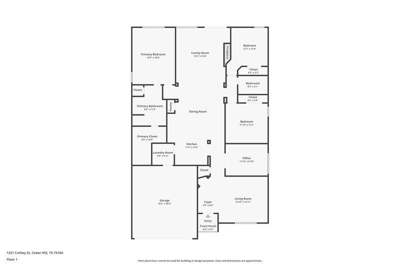 2,055/Mo, 1221 Cathey St Cedar Hill, TX 75104 Floor Plan View