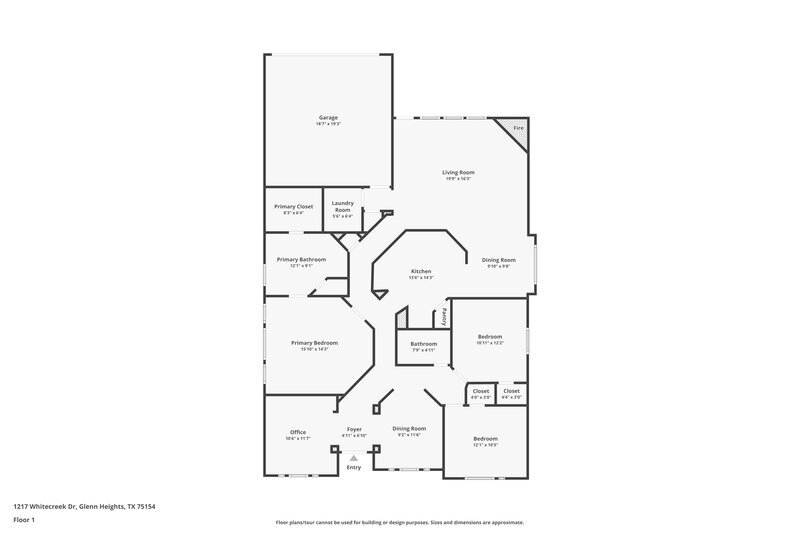2,250/Mo, 1217 Whitecreek Dr Glenn Heights, TX 75154 Floor Plan View