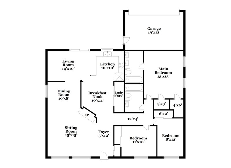 2,090/Mo, 601 Beechwood Dr Grand Prairie, TX 75052 Floor Plan View