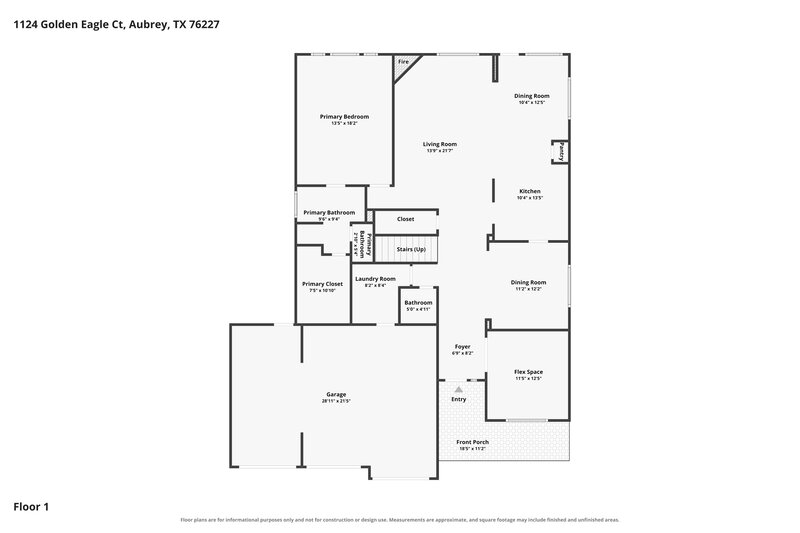 2,355/Mo, 1124 Golden Eagle Ct Aubrey, TX 76227 Floor Plan View