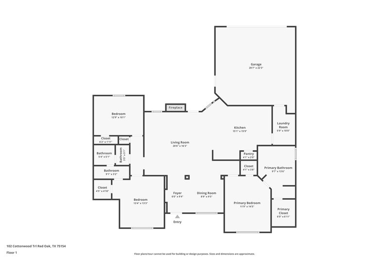 2,345/Mo, 102 Cottonwood Trl Red Oak, TX 75154 Floor Plan View