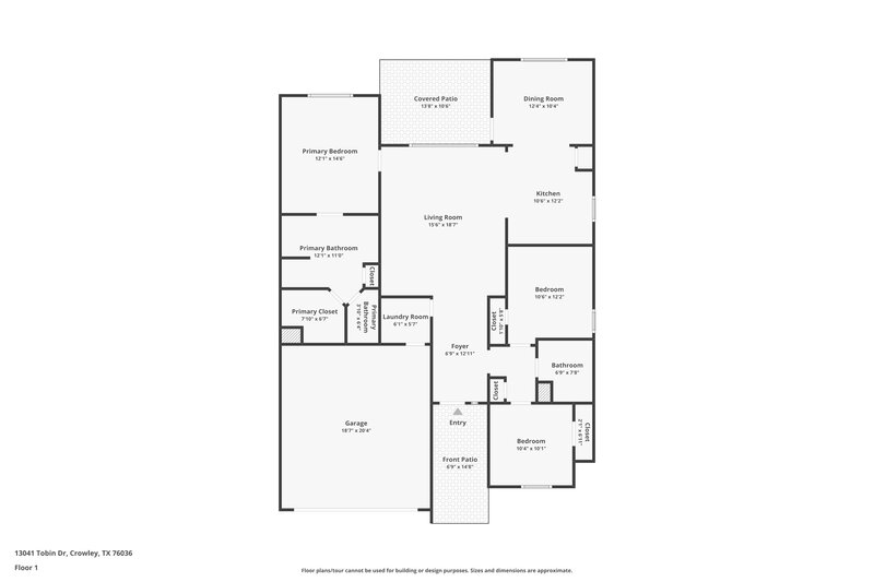 1,935/Mo, 13041 Tobin Dr Crowley, TX 76036 Floor Plan View