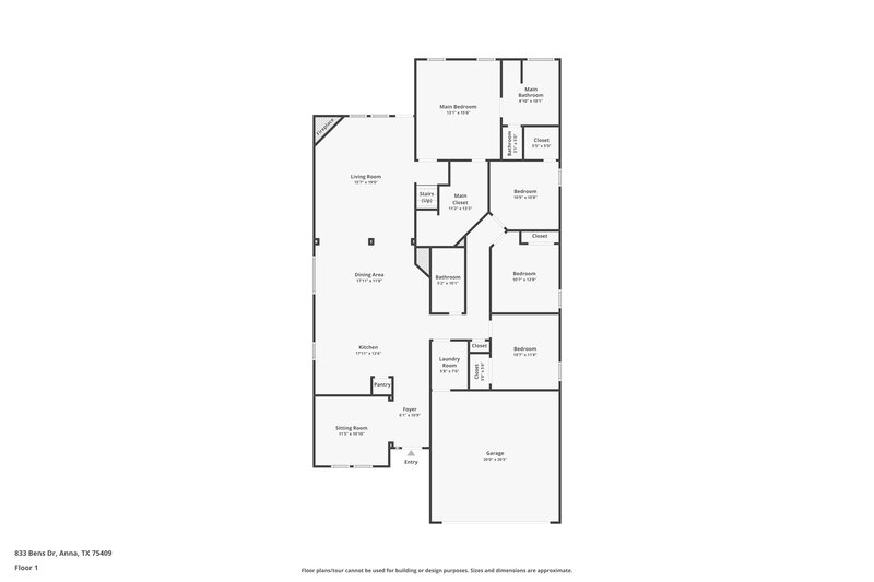 2,390/Mo, 833 Bens Dr Anna, TX 75409 Floorplan View