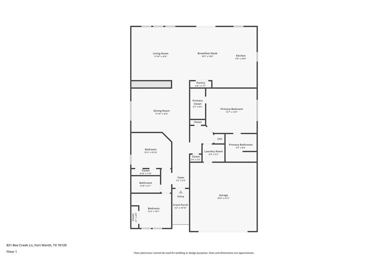 2,395/Mo, 821 Bee Creek Ln Fort Worth, TX 76120 Floor Plan View
