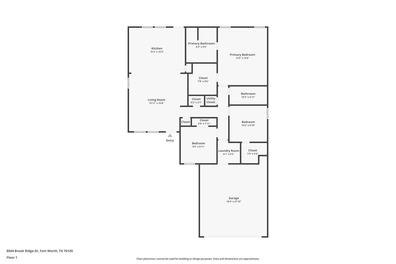 2,120/Mo, 8044 Brook Ridge Dr Fort Worth, TX 76120 Floor Plan View