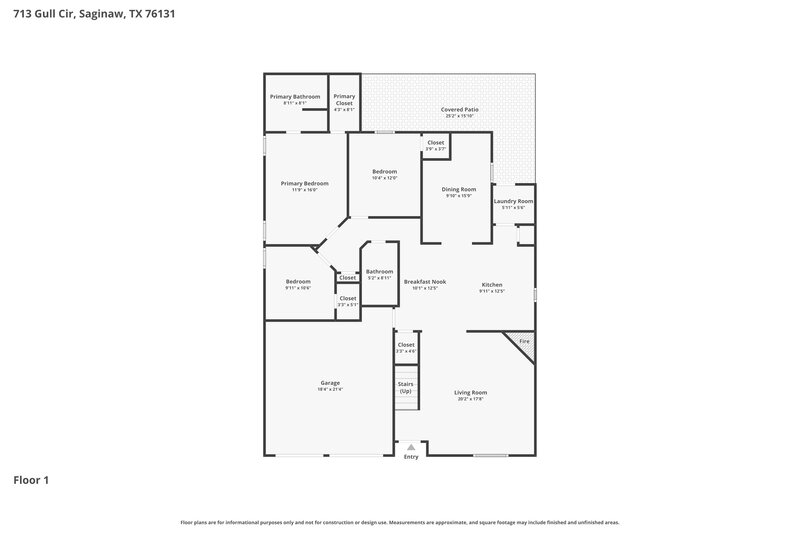 2,490/Mo, 713 Gull Cir Saginaw, TX 76131 Floor Plan View