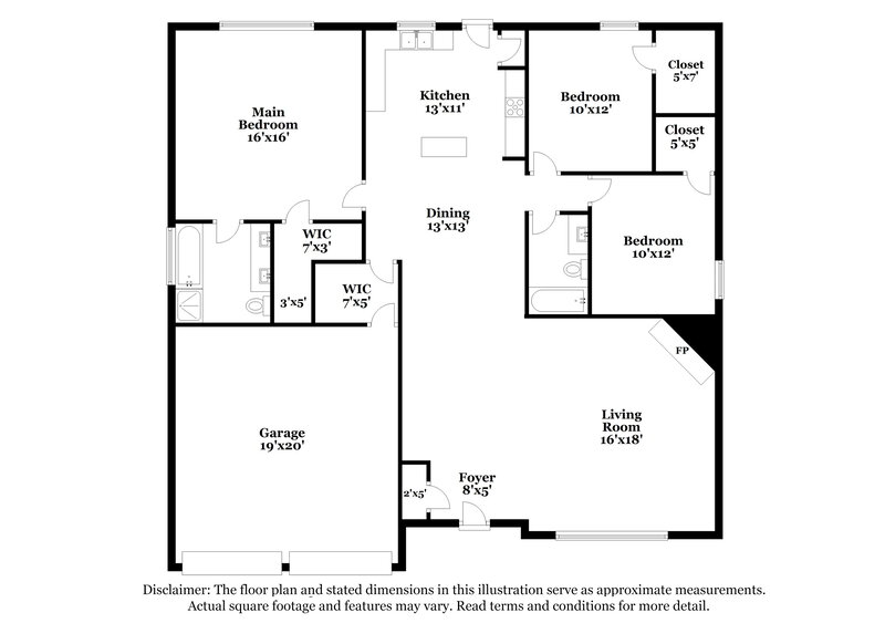 2,230/Mo, 4203 Highgrove Dr Arlington, TX 76001 Floor Plan View
