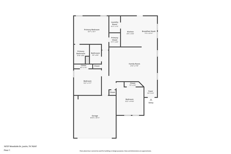 1,825/Mo, 16737 Woodside Dr Justin, TX 76247 Floor Plan View