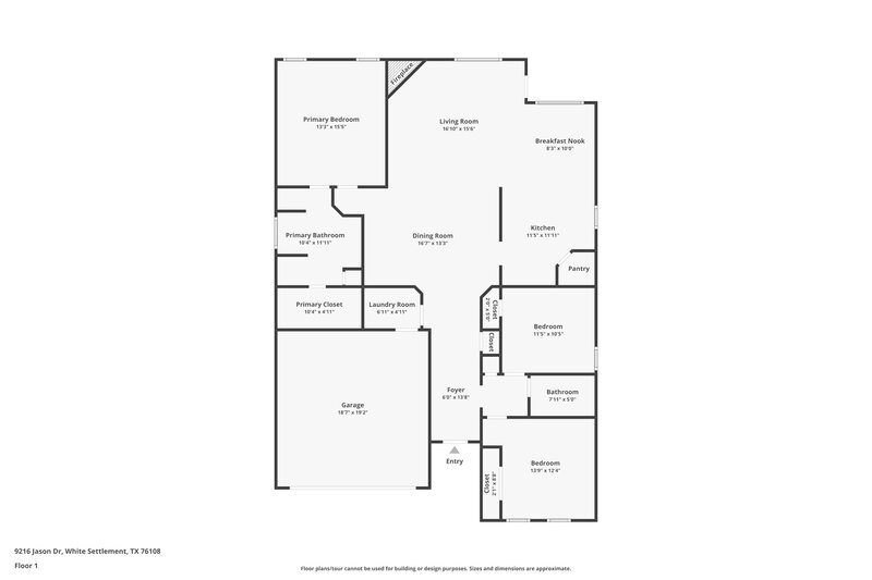 2,110/Mo, 9216 Jason Dr Fort Worth, TX 76108 Floor Plan View
