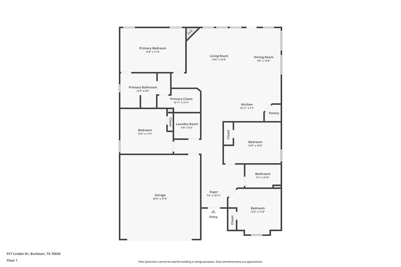 2,395/Mo, 917 Linden Dr Burleson, TX 76028 Floor Plan View