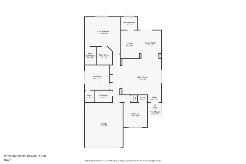 1,865/Mo, 10104 Chapel Oak Trail Fort Worth, TX 76116 Floor Plan View