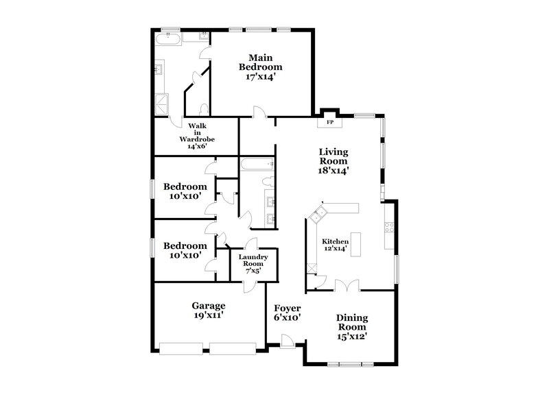 2,380/Mo, 6212 Bowin Dr Fort Worth, TX 76132 Floor Plan View
