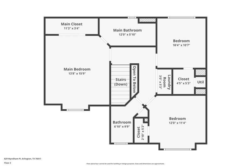 1,870/Mo, 829 Wyndham Pl Arlington, TX 76017 Floor Plan View 2