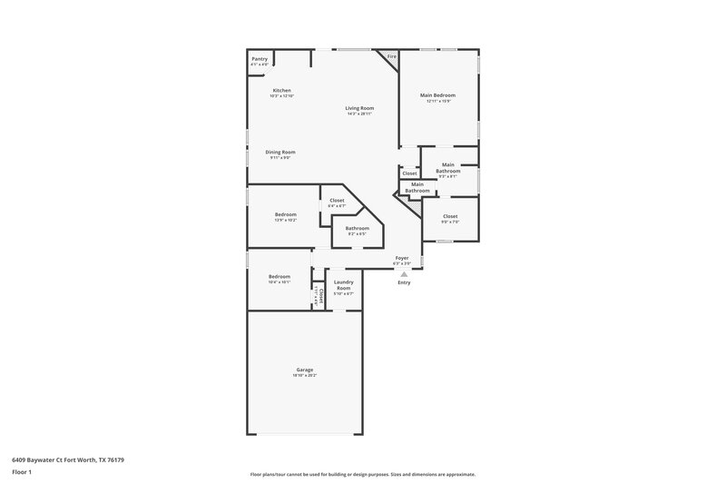 2,105/Mo, 6409 Baywater Ct Fort Worth, TX 76179 Floor Plan View