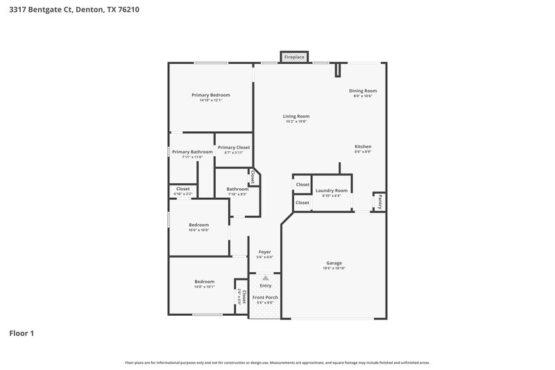2,050/Mo, 3317 Bentgate Ct Denton, TX 76210 Floor Plan View