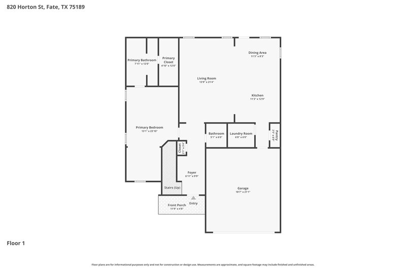 0/Mo, 820 Horton St Fate, TX 75189 Floor Plan View