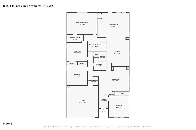 2,470/Mo, 8820 Elk Creek Ln Fort Worth, TX 76123 Floor Plan View