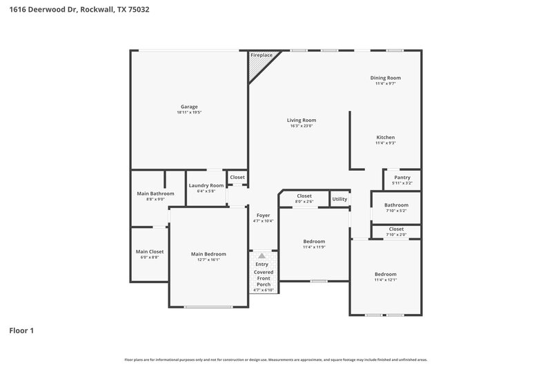 1,975/Mo, 1616 Deerwood Dr Rockwall, TX 75032 Floor Plan View