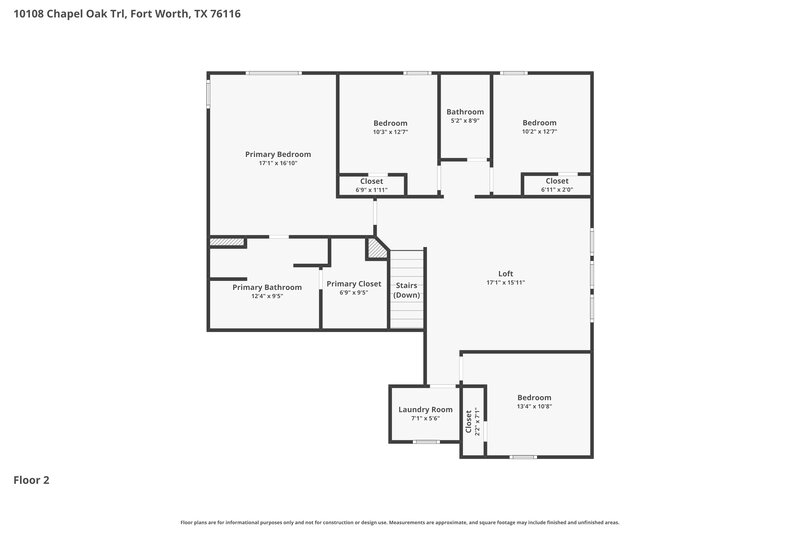 2,180/Mo, 10108 Chapel Oak Trail Fort Worth, TX 76116 Floor Plan View 2