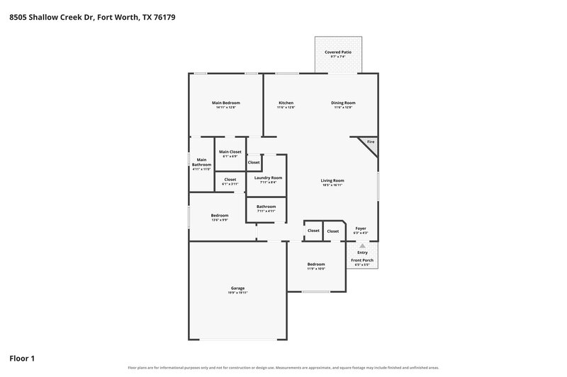 1,995/Mo, 8505 Shallow Creek Dr Fort Worth, TX 76179 Floor Plan View