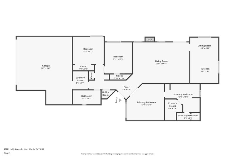 2,030/Mo, 10221 Holly Grove Dr Fort Worth, TX 76108 Floorplan View