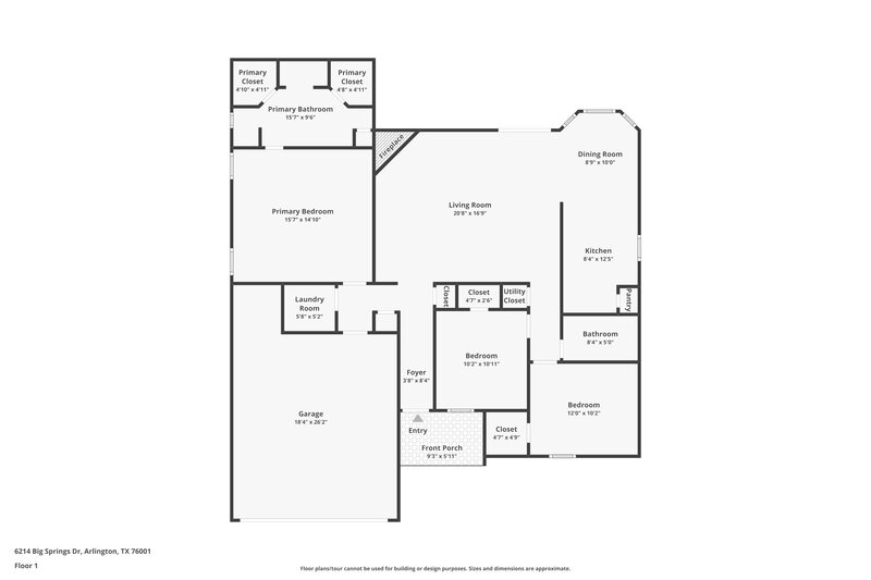 2,010/Mo, 6214 Big Springs Dr Arlington, TX 76001 Floor Plan View